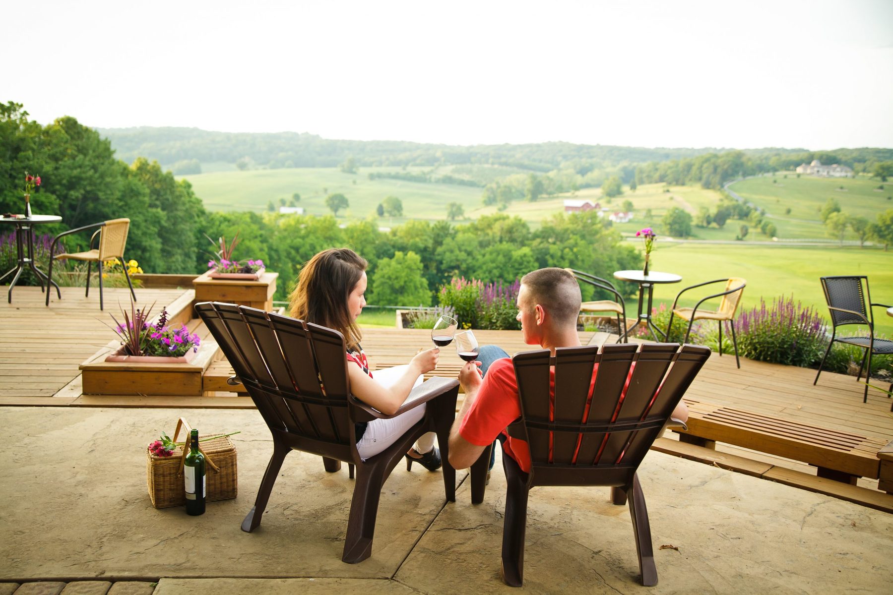 Golden-hour view over the rolling hills at Blueberry Hill Estate