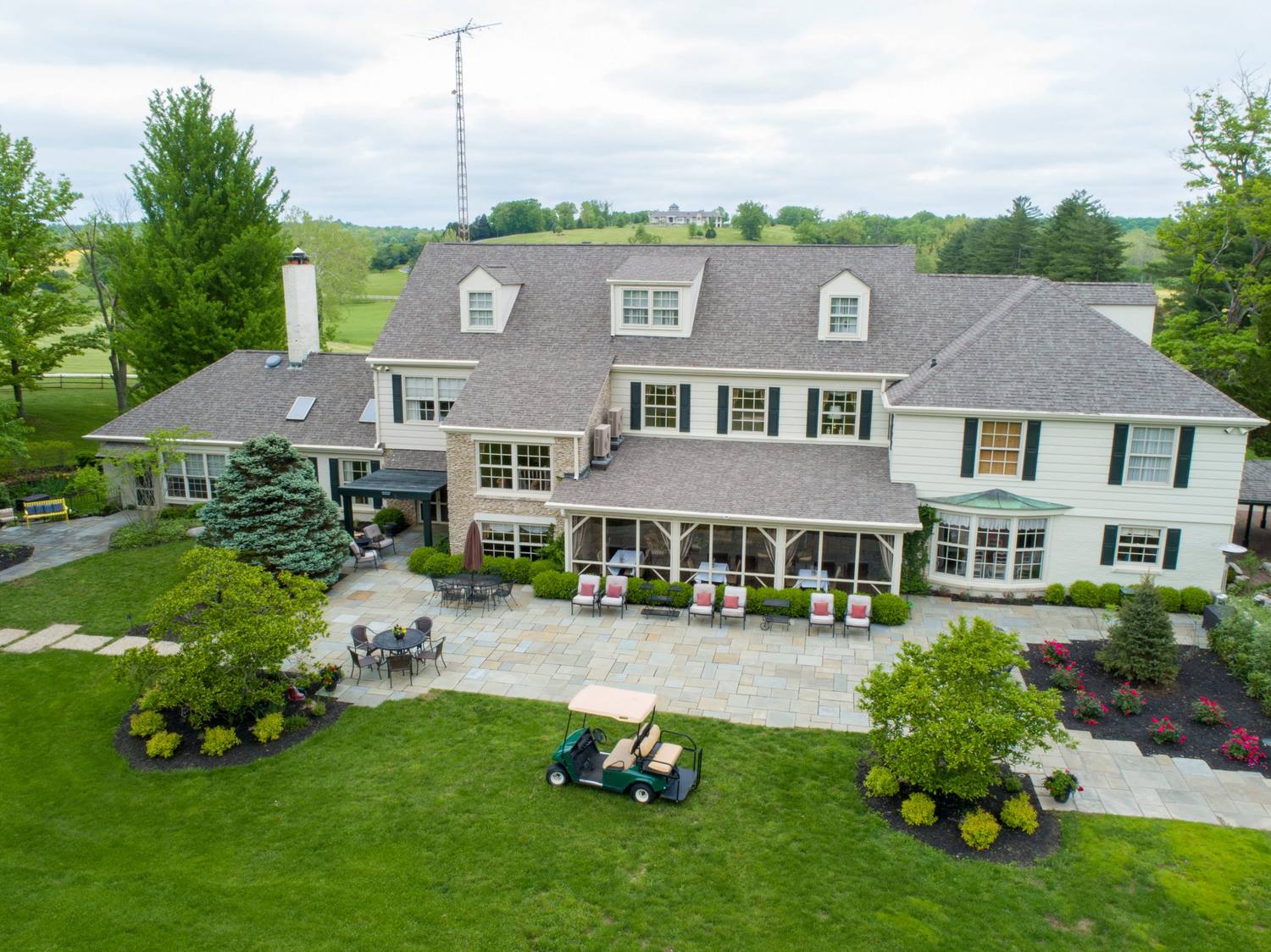 The Estate House and its grounds from above