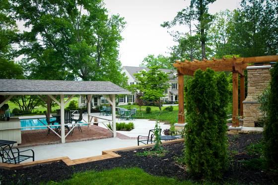The Jr. Olympic pool at Blueberry Hill Estate with its poolside pavilion
