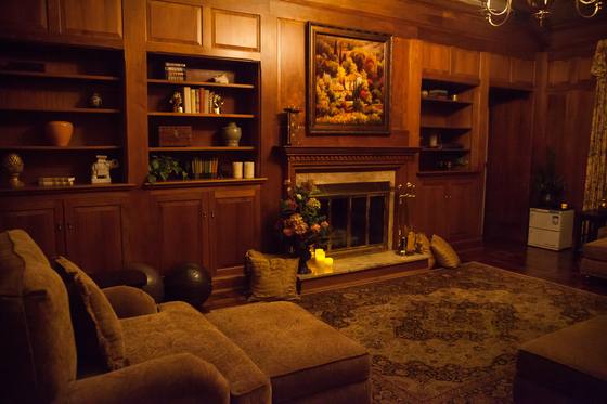 The panelled study inside the Estate House