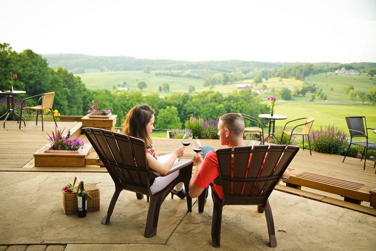 Panoramic views of the countryside from the hilltop